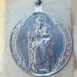 Saint Anthony Lady Carmel pendant antique extra large 38 mm catholic